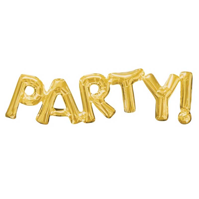Party word gold foil balloons