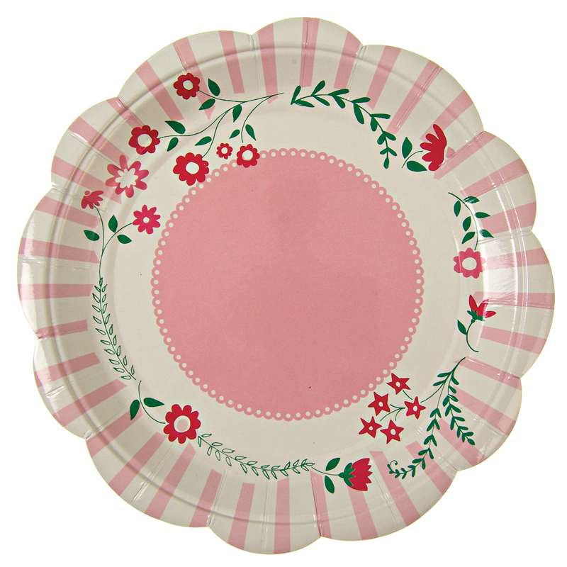 12 Pink flower plates