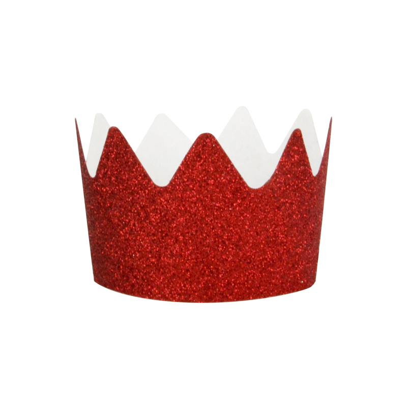 8 red glitter crowns