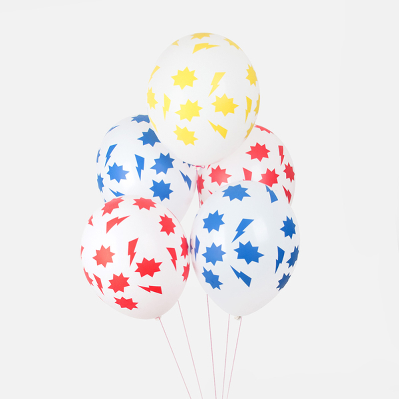 5 patterned balloons - Superhero