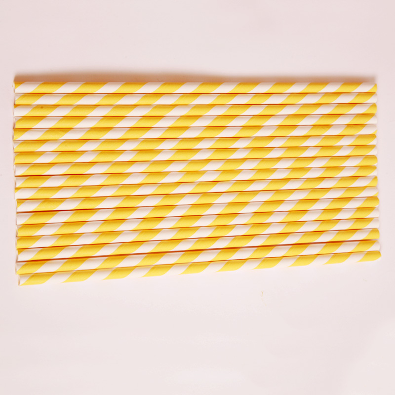 25 yellow stripe paper straws