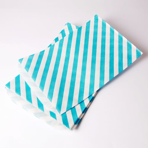 12 Blue Stripe Paper Bags | Party Perfecto