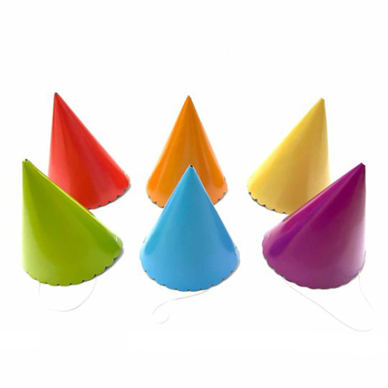 Set of 8 party hats in assorted colours