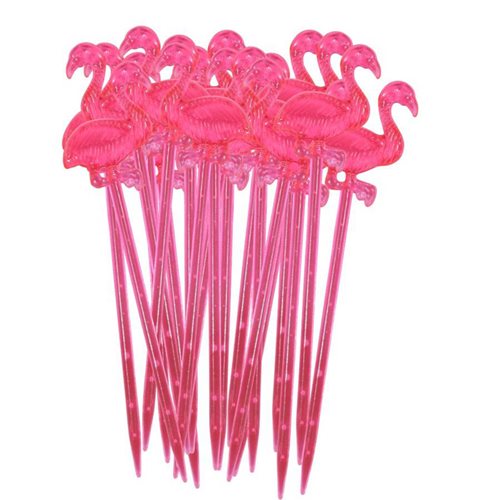 Pink Flamingo Cocktail Stirrers - Set of 24