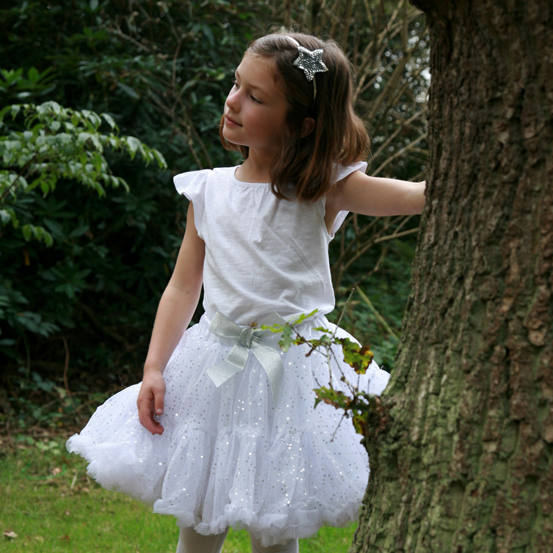 white with silver sequins Frilly Tutu Skirt Little Lulubel