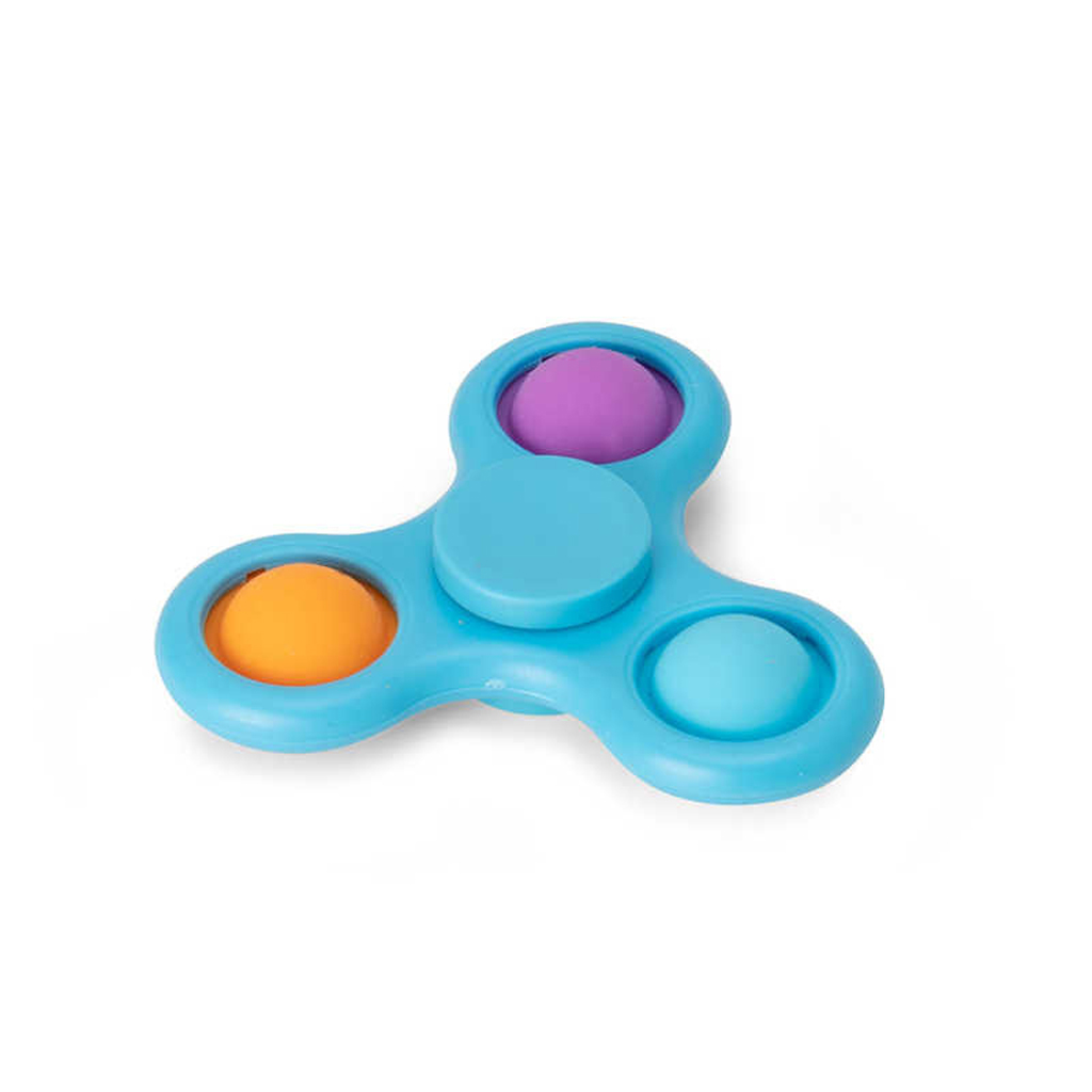 Simple Fidget Spinner 3 Pack Push Bubble Metal-Looking Golden Blue